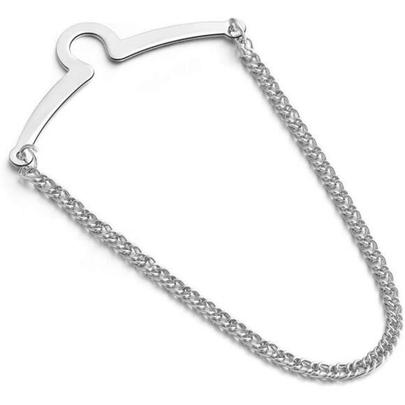 Mens tie chain set gold silver collar bar cravat pin formal wedding accessory - Picture 3 of 8